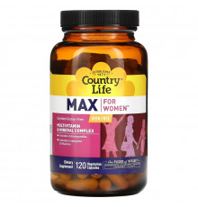 Country Life, Max for Women, Multivitamin & Mineral Complex, Iron Free, 120 Vegetarian Capsules