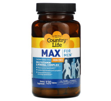 Country Life, Max for Men, мультивитаминный и минеральный комплекс для мужчин, не содержит железа, 120 таблеток