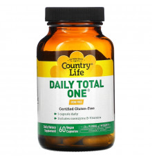 Country Life, Daily Total One, без железа, 60 вегетарианских капсул