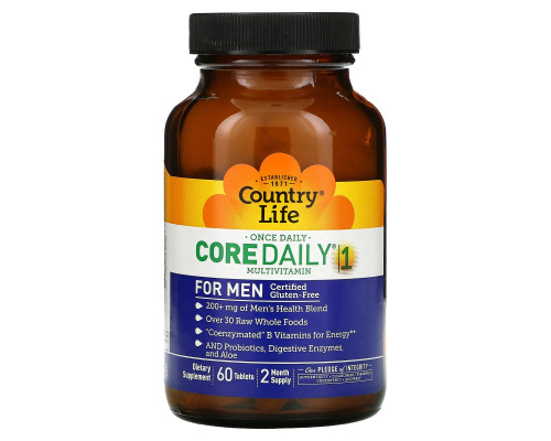 Country Life, Core Daily-, Мультивитамины для мужчин, 60 таблеток Country Life, Core Daily-, Мультивитамины для мужчин, 60 таблеток