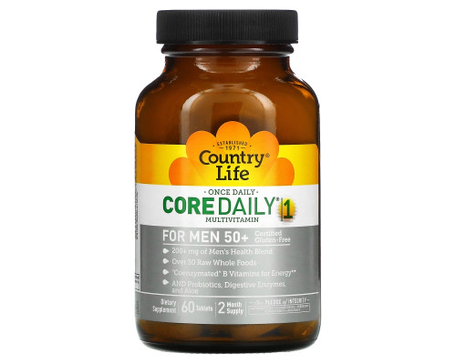 Country Life, Core Daily-1, Мультивитамины, для Мужчин 50+, 60 таблеток Country Life, Core Daily-1, Мультивитамины, для Мужчин 50+, 60 таблеток