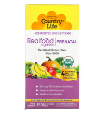 Country Life, Realfood Organics, Prenatal, 150 Easy-to-Swallow Tablets