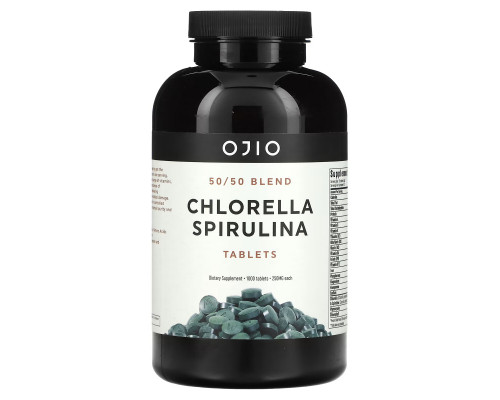 Ojio, Chlorella Spirulina, 50/50 Blend, 250 mg, 1,000 Tablets Ojio, Chlorella Spirulina, 50/50 Blend, 250 mg, 1,000 Tablets