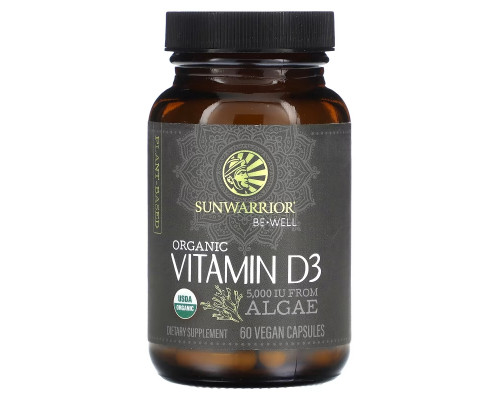Sunwarrior, Organic Vitamin D3, 5,000 IU, 60 Vegan Capsules Sunwarrior, Organic Vitamin D3, 5,000 IU, 60 Vegan Capsules
