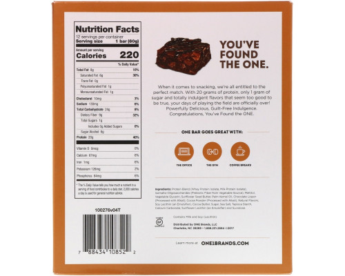 Oh Yeah! One Chocolate Brownie Flavor 12 Bars 2.12 oz (60 g) Each Oh Yeah! One Chocolate Brownie Flavor 12 Bars 2.12 oz (60 g) Each