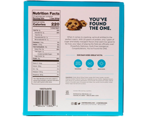 Oh Yeah! One Chocolate Chip Cookie Dough Flavor 12 Bars 2.12 oz (60 g) Per Bar Oh Yeah! One Chocolate Chip Cookie Dough Flavor 12 Bars 2.12 oz (60 g) Per Bar
