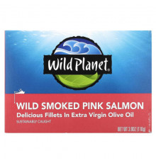 Рыбий жир и Омега 3, 6, 9 Wild Planet, Горбуша дикого копчения, 110 г (3,9 унции)