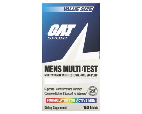 Витаминно-минеральные комплексы GAT, Mens Multi + Test, 150 таблеток Витаминно-минеральные комплексы GAT, Mens Multi + Test, 150 таблеток