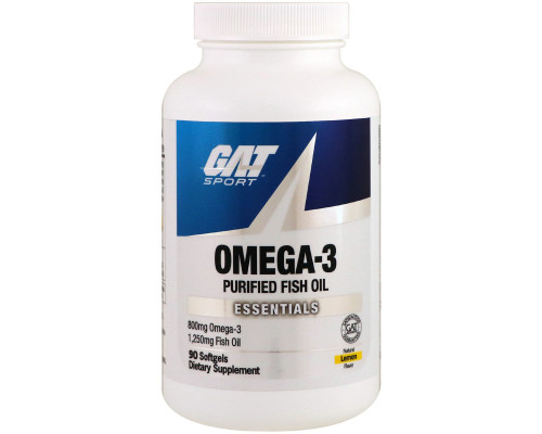GAT, Омега-3, лимон, 90 мягких капсул GAT, Омега-3, лимон, 90 мягких капсул