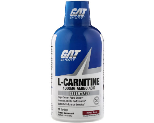 GAT, L-Carnitine, Amino Acid, Mixed Berry, 1,500 mg, 16 oz (473 ml) GAT, L-Carnitine, Amino Acid, Mixed Berry, 1,500 mg, 16 oz (473 ml)