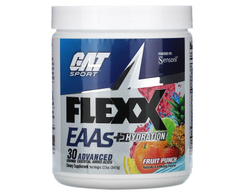GAT, Flexx EAAs + Hydration, Fruit Punch, 12.2 oz (345 g) GAT, Flexx EAAs + Hydration, Fruit Punch, 12.2 oz (345 g)