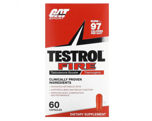 Мужское здоровье Testrol Fire, Testosterone Booster, Thermogenic, 60 Capsules Мужское здоровье Testrol Fire, Testosterone Booster, Thermogenic, 60 Capsules