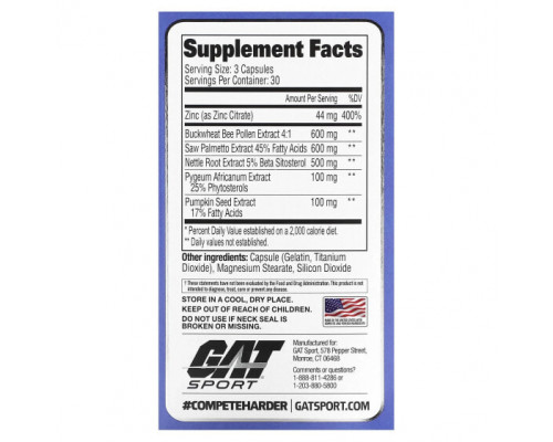 Мужское здоровье GAT, Sport, Testrol для простаты, 90 капсул Мужское здоровье GAT, Sport, Testrol для простаты, 90 капсул