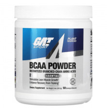 Аминокислоты GAT, BCAA в порошке, без добавок, 266,5 г (9,4 унции)