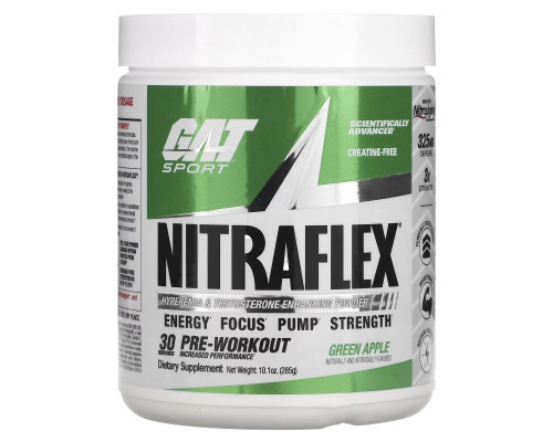 GAT Nitraflex Зеленое Яблоко 300 Грамм Порошка 30 порций GAT Nitraflex Зеленое Яблоко 300 Грамм Порошка 30 порций