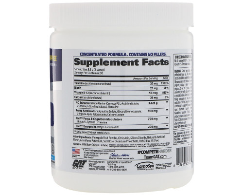 GAT PMP Pre-Workout Peak Muscle Performance Blue Raspberry 9 oz (255 g) GAT PMP Pre-Workout Peak Muscle Performance Blue Raspberry 9 oz (255 g)