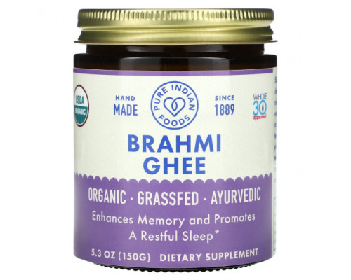 Аюрведа Pure Indian Foods, Гхи брахми, 150 г (5,3 унции) Аюрведа Pure Indian Foods, Гхи брахми, 150 г (5,3 унции)