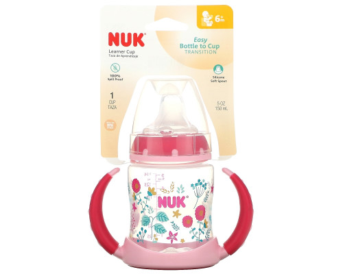 NUK, Чашка для обучения, от 6 месяцев, сердца, 1 чашка, 150 мл (5 унций) NUK, Чашка для обучения, от 6 месяцев, сердца, 1 чашка, 150 мл (5 унций)