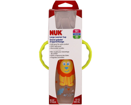NUK, Большая бутылочка для обучения питью, от 9 месяцев, мальчик из джунглей, 1 бутылочка, 10 унций (300 мл) NUK, Большая бутылочка для обучения питью, от 9 месяцев, мальчик из джунглей, 1 бутылочка, 10 унций (300 мл)