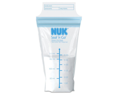 NUK Seal 'n Go Breast Milk Bags 25 Storage Bags 6 oz (180 ml) Each NUK Seal 'n Go Breast Milk Bags 25 Storage Bags 6 oz (180 ml) Each