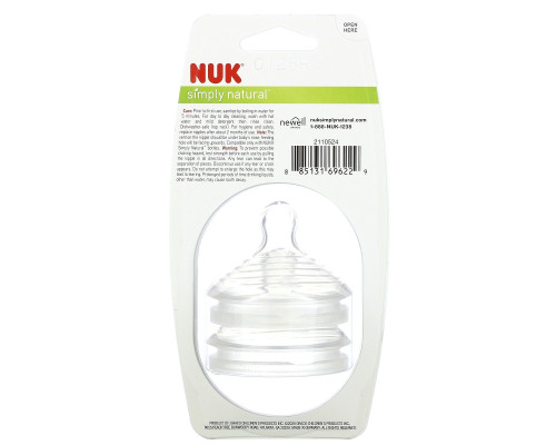 NUK, Simply Natural, Slow Flow Bottle Nipples, 0 + Months, 2 Nipples NUK, Simply Natural, Slow Flow Bottle Nipples, 0 + Months, 2 Nipples