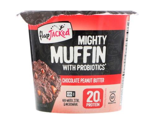 FlapJacked, Mighty Muffin With Probiotics, Chocolate Peanut Butter, 1.94 oz (55 g) FlapJacked, Mighty Muffin With Probiotics, Chocolate Peanut Butter, 1.94 oz (55 g)