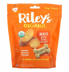 Riley’s Organics, Лакомства для собак, большая косточка, рецепт с бататом, 142 г (5 унций) Riley’s Organics, Лакомства для собак, большая косточка, рецепт с бататом, 142 г (5 унций)