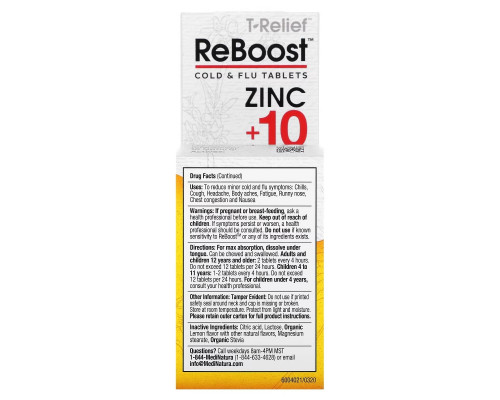 MediNatura, T-Relief, ReBoost, Zinc +10, Cold & Flu Tablets, 60 Tablets MediNatura, T-Relief, ReBoost, Zinc +10, Cold & Flu Tablets, 60 Tablets