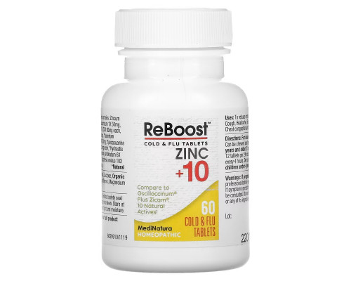 MediNatura, T-Relief, ReBoost, Zinc +10, Cold & Flu Tablets, 60 Tablets MediNatura, T-Relief, ReBoost, Zinc +10, Cold & Flu Tablets, 60 Tablets