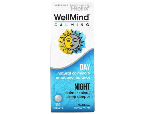 MediNatura, Успокоительные таблетки WellMind, снятие напряжения, 100 таблеток MediNatura, Успокоительные таблетки WellMind, снятие напряжения, 100 таблеток
