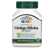 21st Century Health Care Ginkgo Biloba Extract Standardized 60 Veggie Caps