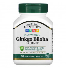 21st Century Health Care Ginkgo Biloba Extract Standardized 60 Veggie Caps