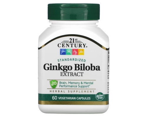 21st Century Health Care Ginkgo Biloba Extract Standardized 60 Veggie Caps