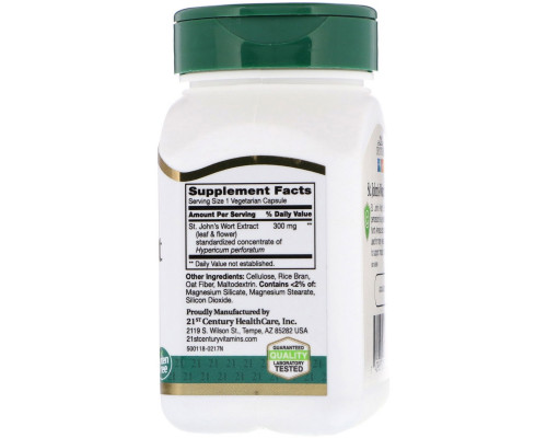 21st Century Health Care St. John's Wort Extract 60 Veggie Caps 21st Century Health Care St. John's Wort Extract 60 Veggie Caps