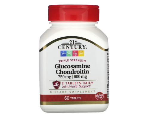 21st Century, Glucosamine / Chondroitin, Triple Strength, 60 Tablets 21st Century, Glucosamine / Chondroitin, Triple Strength, 60 Tablets