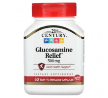 Глюкозамин, Хондроитин, МСМ 21st Century, Glucosamine Relief, 500 мг, 60 капсул, которые легко глотать