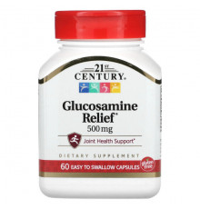 Глюкозамин, Хондроитин, МСМ 21st Century, Glucosamine Relief, 500 мг, 60 капсул, которые легко глотать