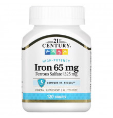 21st Century Health Care Iron 65 mg 100 Tablets