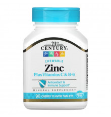 21st Century Health Care Жевательный цинк со вкусом вишни 90 штук