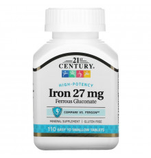 21st Century Health Care Iron 27 mg 110 Tablets