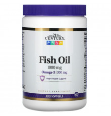 21st Century Health Care Fish Oil Omega-3 1000 mg 300 Softgels