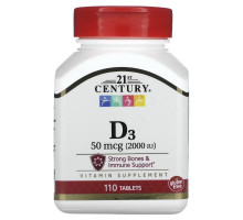 21st Century Health Care D-2000 D3 Maximum Strength 110 Tablets