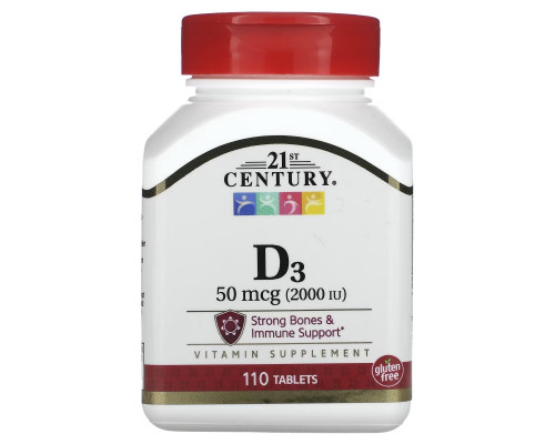 21st Century Health Care D-2000 D3 Maximum Strength 110 Tablets 21st Century Health Care D-2000 D3 Maximum Strength 110 Tablets