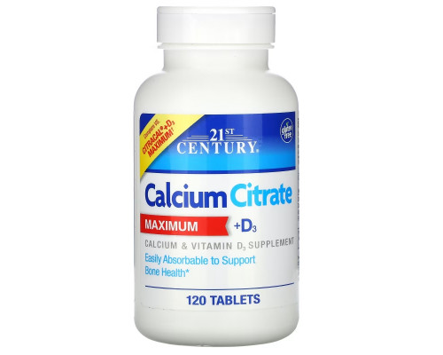 21st Century Health Care Calcium Citrate Maximum + D3 120 Tablets 21st Century Health Care Calcium Citrate Maximum + D3 120 Tablets