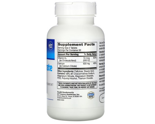 21st Century Health Care Calcium Citrate Maximum + D3 120 Tablets 21st Century Health Care Calcium Citrate Maximum + D3 120 Tablets