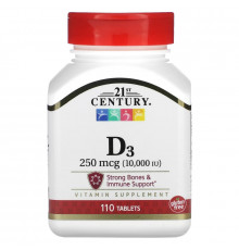 21st Century Health Care D3 Ultra Strength 10000 IU 110 Tablets