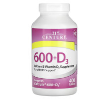 21st Century Health Care 600 + D3 кальций 400 капсуловидных таблеток