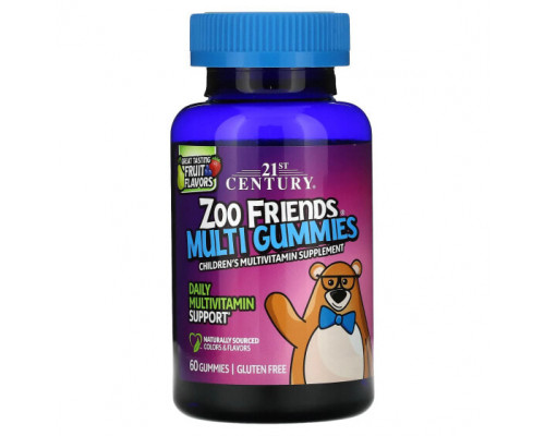 Детское здоровье 21st Century, Zoo Friends, мультивитамины, фрукты, 60 жевательных таблеток Детское здоровье 21st Century, Zoo Friends, мультивитамины, фрукты, 60 жевательных таблеток