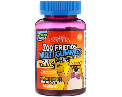 21st Century, Zoo Friends Multi Gummies, Plus Extra C, 60 Gummies 21st Century, Zoo Friends Multi Gummies, Plus Extra C, 60 Gummies