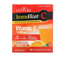 21st Century, ImmuBlast-C, шипучая смесь, превосходный апельсиновый вкус, 1000мг, 30 пакетиков, 0,317 унций (9 г) в каждом